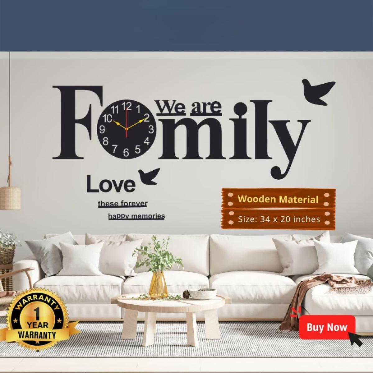 We Are Family Wooden Wall Clock-3D - ValueBox