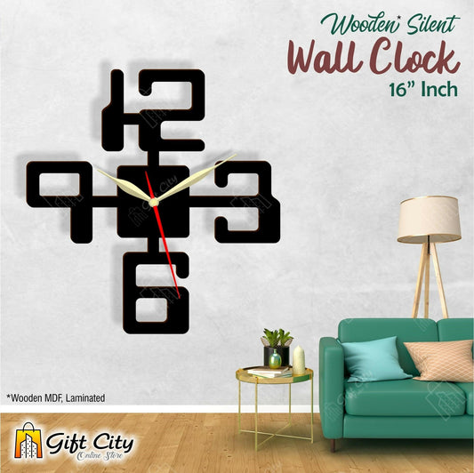 badgeMade by Gift City - Big Numbers 3D Silent Wooden Wall Clock - Home & Office Decor - Laser Cut