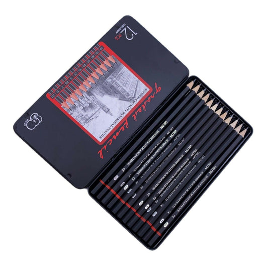 Professional Sketch and Drawing pencils set，Art Pencil 12-Count(8B-2H) Drawing/Sketching Pencil Set of 12 in Metal Box - ValueBox