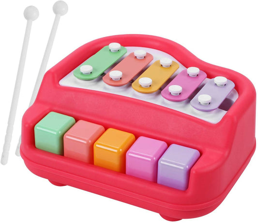 2 in 1 Toddler 5 Key Xylophone + Piano Toys For Kids – 18 cm