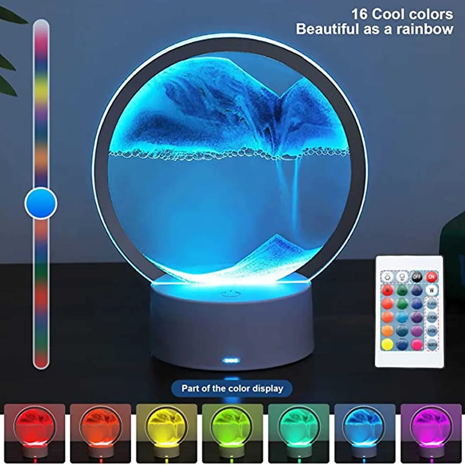 LED RGB Sandscape Lamp, Moving Sand Art Night Light With 7 Colors, Hourglass Light 3D Deep Sea Display Decoration, Christmas Gift