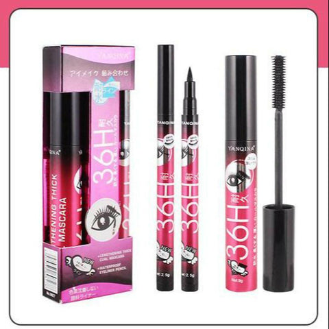 Liquid Eyeliner Pencil+Waterproof Mascara Set Cosmetics New Brand Eye Liner Thick Curling Mascara Eyebrow Pencil Makeup - ValueBox