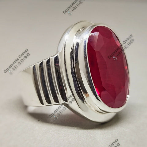 Oval Cut Dark Deep Red Big Ruby Men's Heavy Ring 30 CT Sterling Silver 925 Handmade Yaqoot Ring