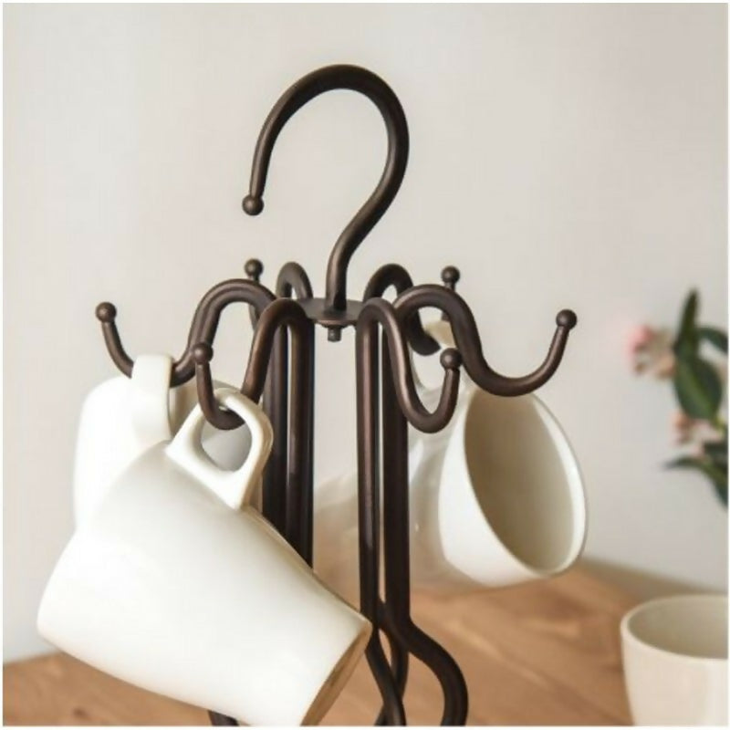 Creative Rustic Metal Coffee Mug Tree Holder Organizer With 6 Hooks