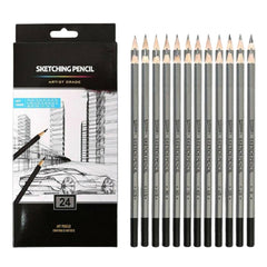 24Pcs Worison Sketching Pencil Set Includes 9H, 8H, 7H, 6H, 5H, 4H, 3H, 2H, H, F, HB, B, 2B, 3B, 4B, 5B, 6B, 7B, 8B, 9B, 10B, 11B, 12B, 14B Professional Sketch Art Pencils Drawing Sketches Pencils - ValueBox