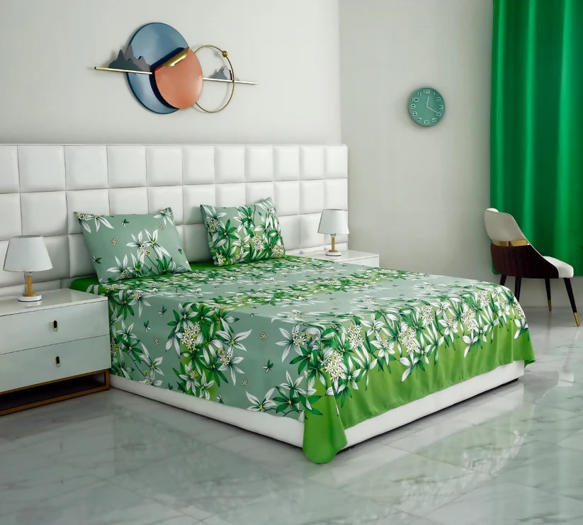 3-PCs-Double-Bed-Sheet-Green-Gold-Apricot-1512