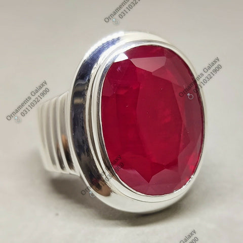 Oval Cut Dark Deep Red Big Ruby Men's Heavy Ring 30 CT Sterling Silver 925 Handmade Yaqoot Ring