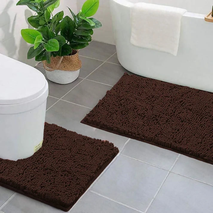 2-PCs-Microfiber-Anti-Slip-Commode-Mat-Set-Coffee-Brown-Apricot-8751