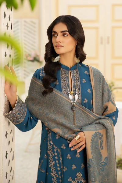 Shafaq SQ-19 : Unstitched Luxury Embroidered Dhanak 3PC - ValueBox