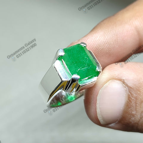 Emerald Cut 6 CT Deep Green Emerald Ring Pure Silver Ring Handmade Sterling Silver Ring