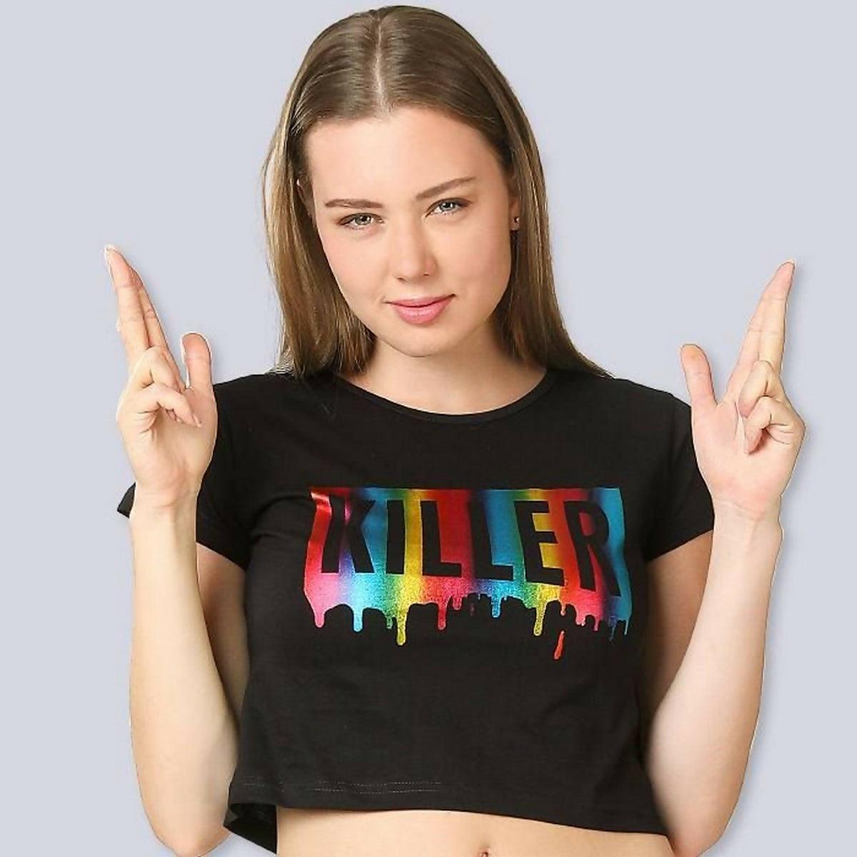 Khanani's KILLER MULTI-COLOR FOIL CROP TOP T-SHIRT - ValueBox