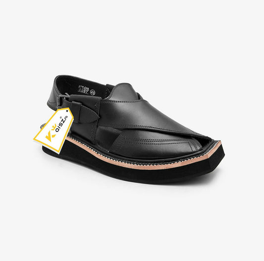 Kaptaan Chappal Black Genuine Leather Chappal