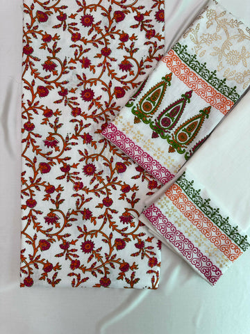 Dazzling – Cotton Lawn Block Print Unstitched 2 Pc Set