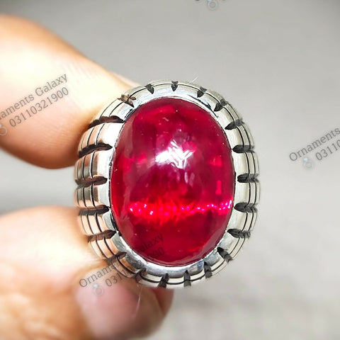 20 CT Big Oval Blood Red Ruby Yakoot Ring Handmade Sterling Silver Ring Men's Heavy Big Ruby Ring