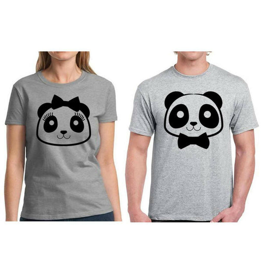 Khanani's Pack of 2 Panda Couple Shirts. Cute Couples Matching t shirts - ValueBox