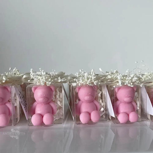 Personalised Mini teddy Bear scented Candle / Favour / Welcome baby /new baby /party - ValueBox