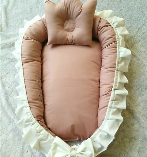 Cotton Baby Nest With Crown Head Pillow