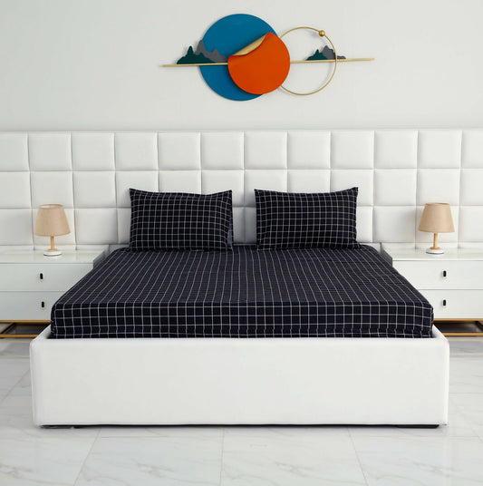 Fitted-Bed-Sheet-black-Check-Apricot-9341