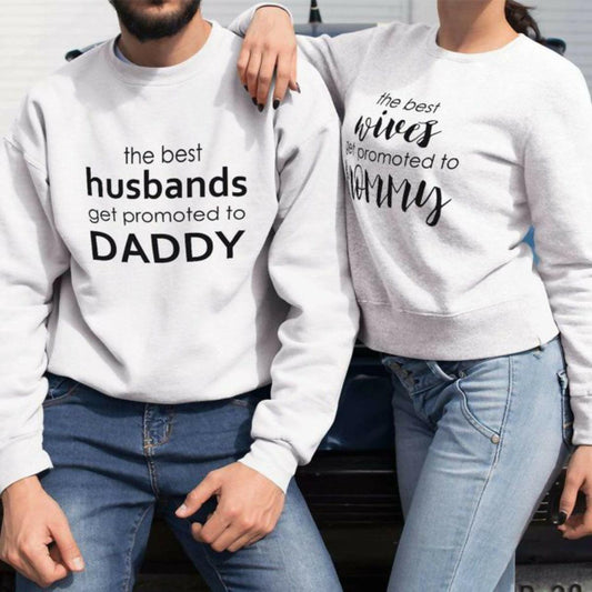 KHANANIS The Best Husbands wife Promoted to Daddy Mommy matching couple sweatshirts-pack of 2 - ValueBox