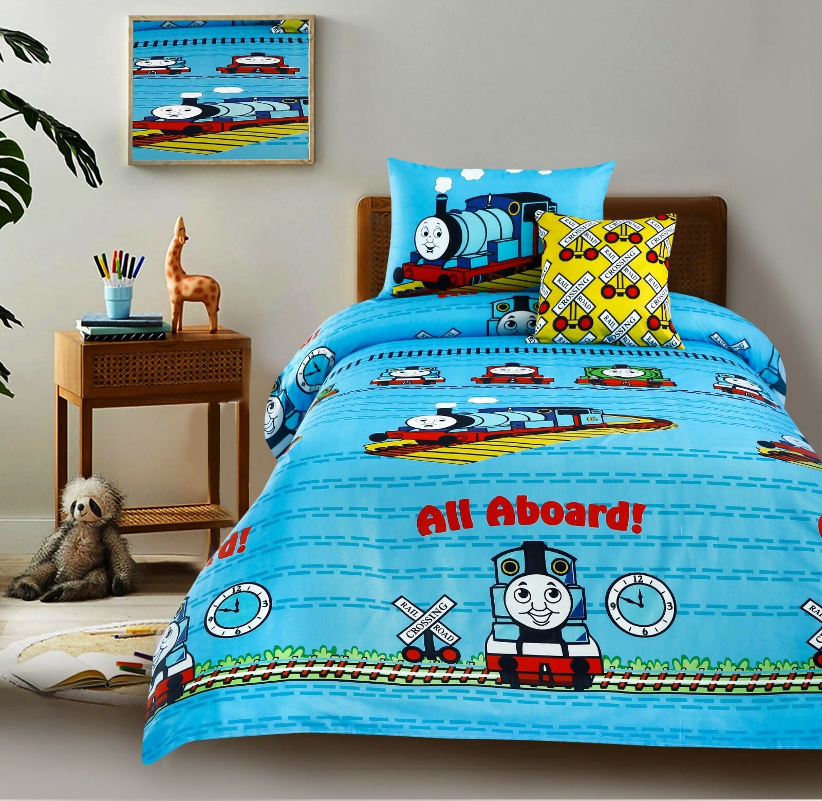 Digital-Printed-Junior-Single-Bed-Sheet-Train-Party-Apricot-8853