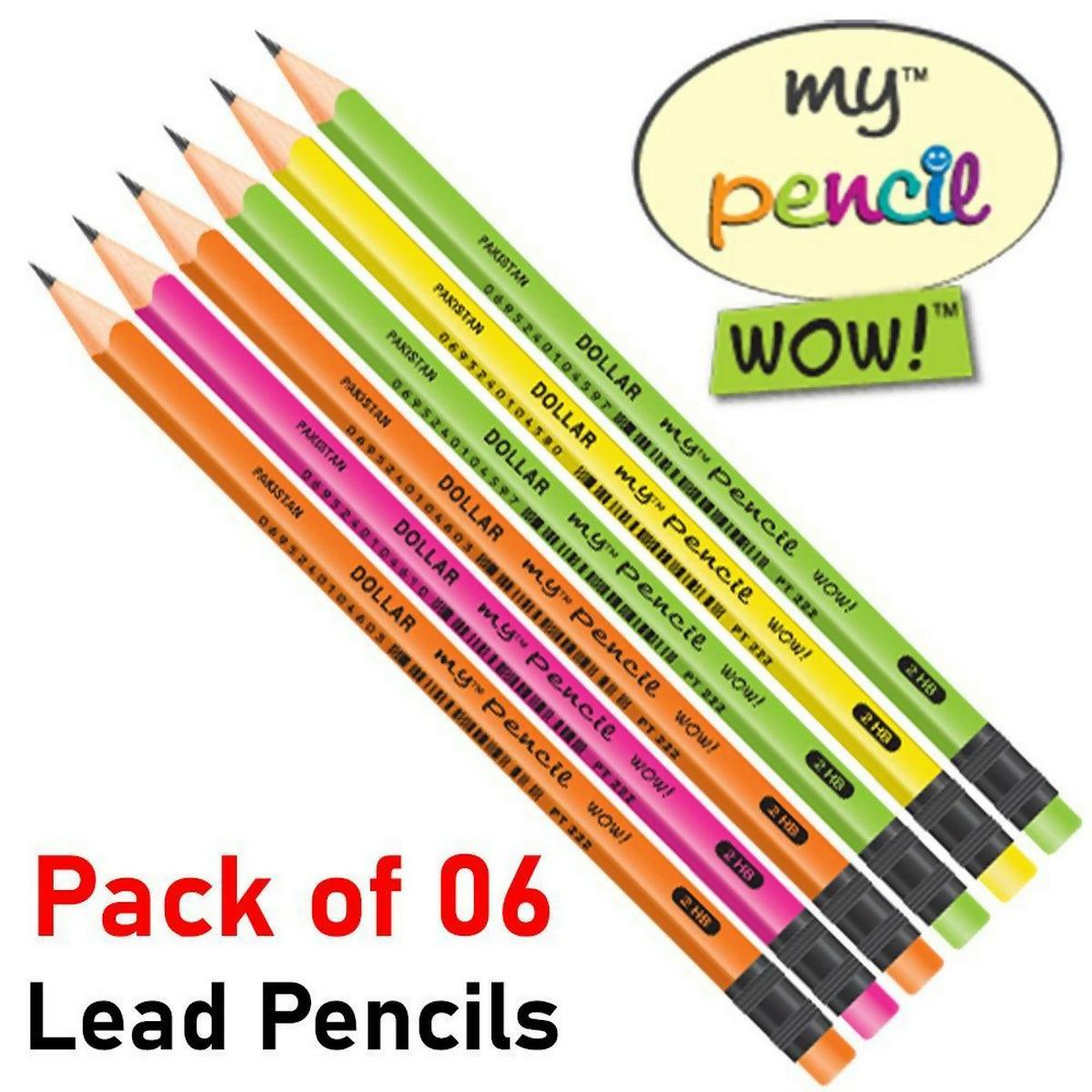 Pack of 6 Lead Pencils - My Pencil WOW with Eraser - 06 Pcs Lead Pencil for writing - ValueBox