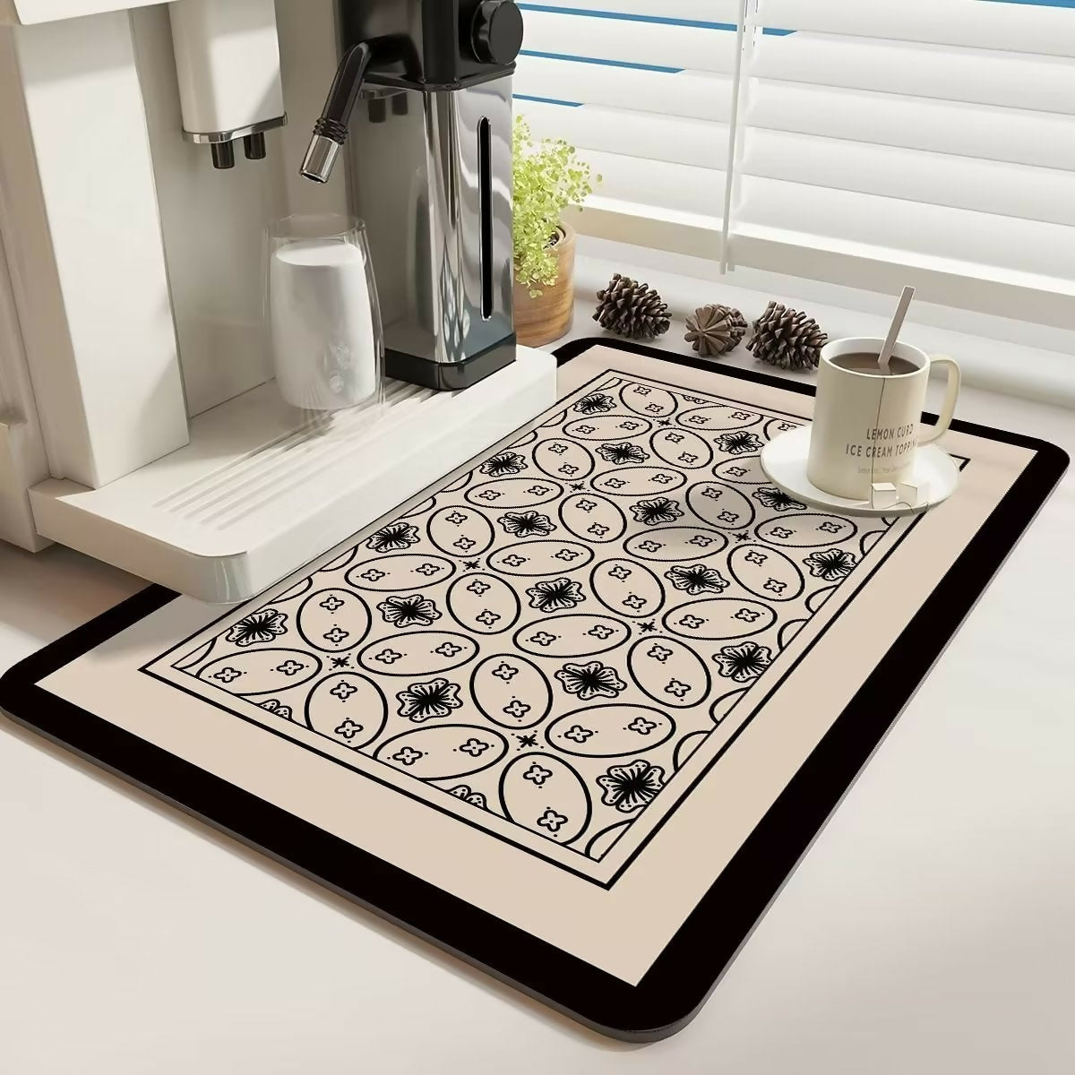 Anti-Slip-Dish-Drying-Mat-Black-Flowers-5948-Apricot-168