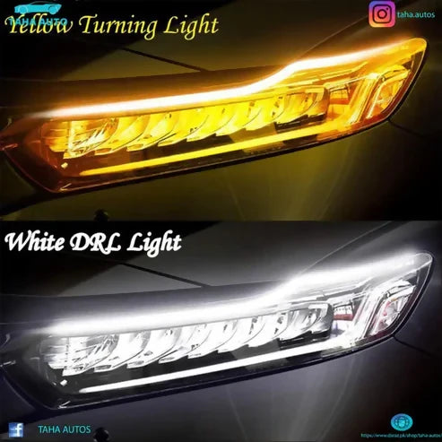 Universal FLexible Headlights DRL With Running Indicator For Car - 2pcs