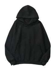 Khanani's Black Plain Basic Pullover Hoodie for Winter - Fleece Hooded Hoodies for Men and Women - ValueBox