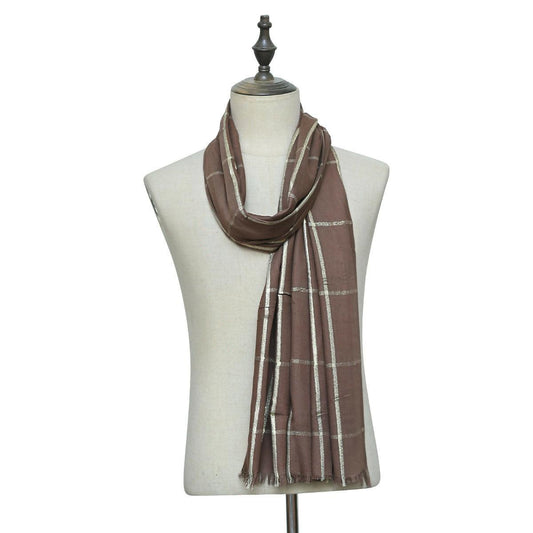Gold foil Brown Lawn Scarf - ValueBox