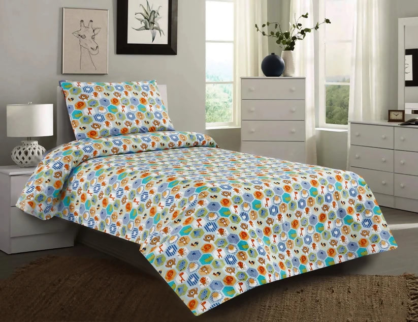 2Pcs-Single-Bed-Sheet-Monkey-in-Jangle-Apricot-3502