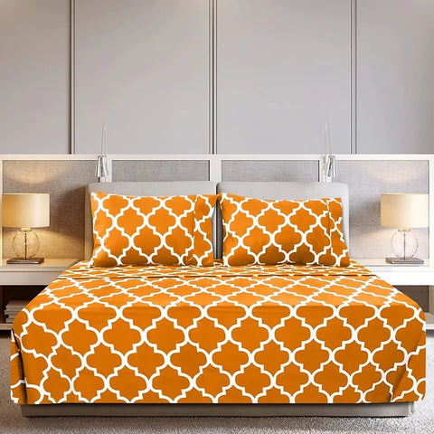 3-PCs-Double-Bed-Sheet-Mustard-Geometric-Apricot-3069