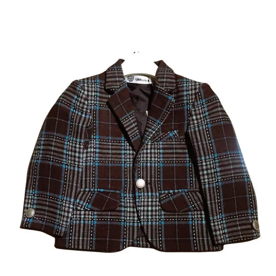 Brown Checkered Boys' Coat