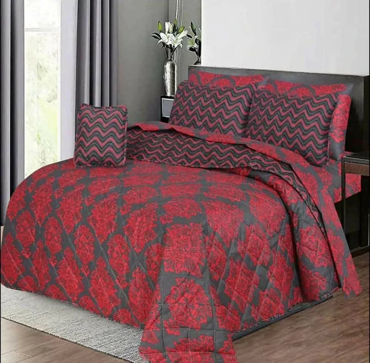 Latest Attractive Design 7PC Printed SaloniKa Cotton Comforter Set For Double Bed - ValueBox