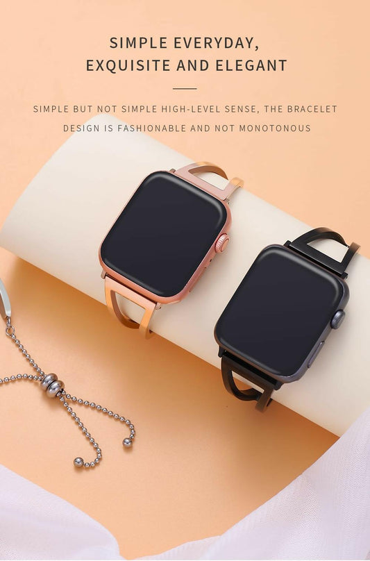 Women Bracelet Band for Apple and Android Smart Watches 42mm 44mm 45mm Strap Fashion Metal Bracelet iWatch Series 8 7 SE 6 5 4 3 - ValueBox