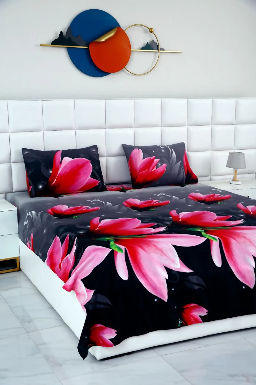 3-PCs-Double-Bed-Sheet-Pink-Lotus-Apricot-3440