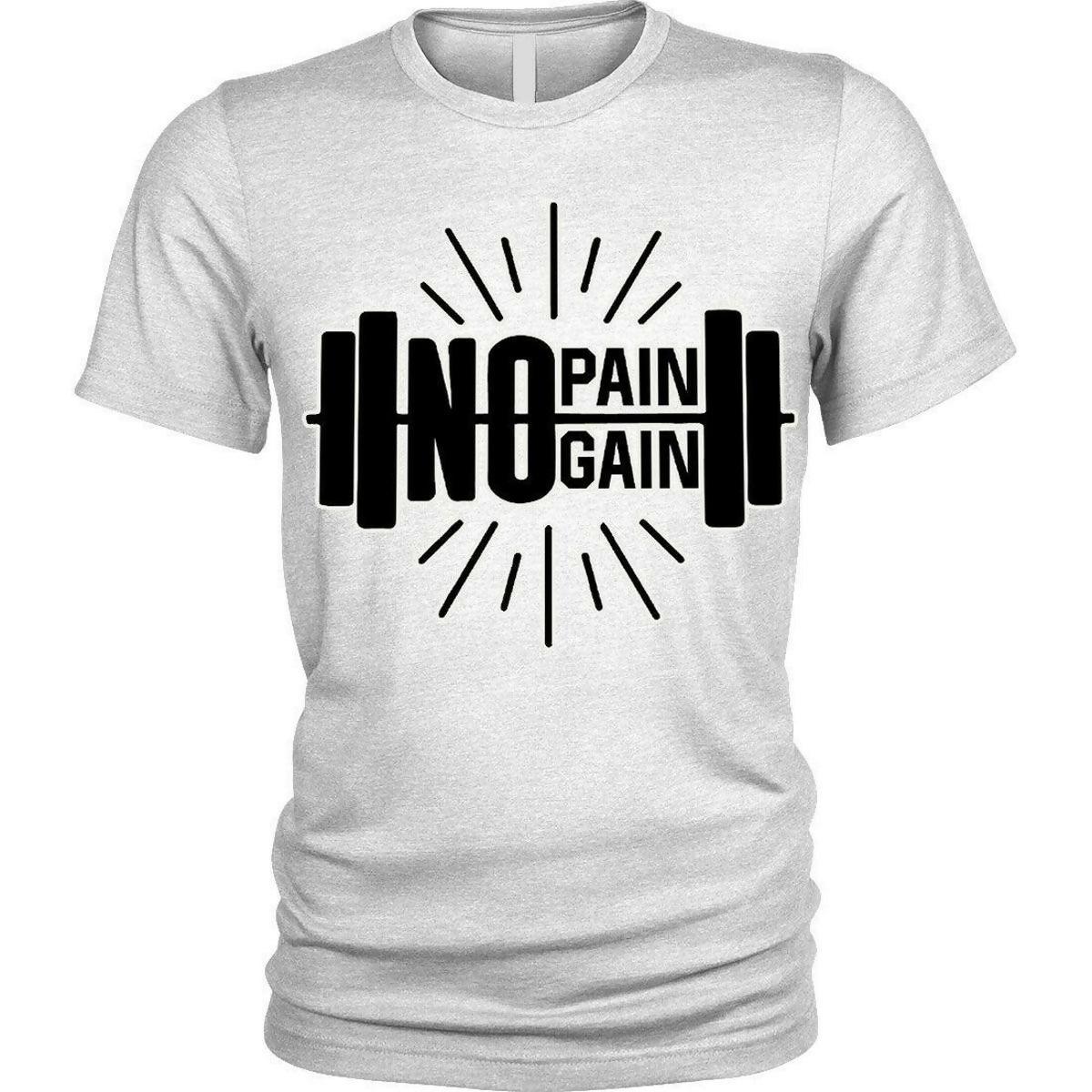 No pain no gainT-Shirt fitness gym training barbell bodybuilding Unisex Mens - ValueBox