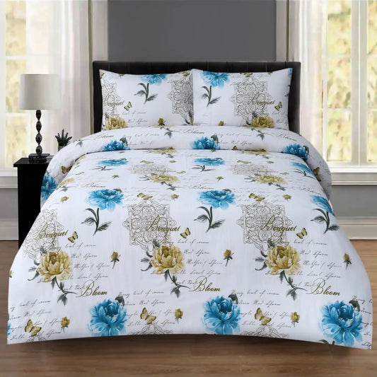 3-PCs-Double-Bed-Sheet-Stem-Flower-1127-Apricot-2626