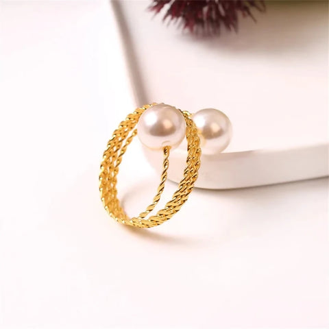 Gold-Color-Napkin-Holder-Rings-Spring-Pearls-Apricot-9678