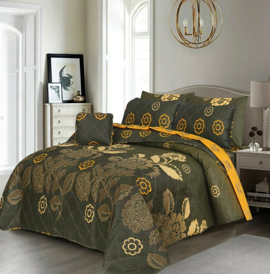 Latest Attractive Design 7PC Printed SaloniKa Cotton Comforter Set For Double Bed - ValueBox