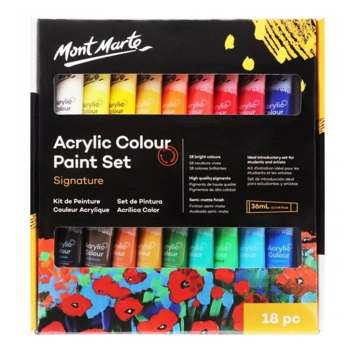 Mont Marte Signature Acrylic Paints Set 18 Pcs x 36ml - ValueBox