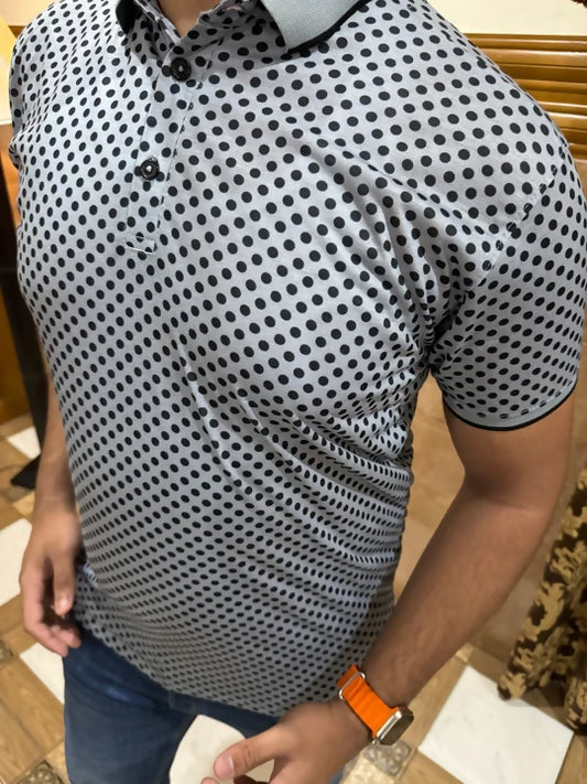 ZA Black Dots Print Jersy Polo