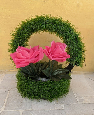 Green-Grass-Ring-shape-flower-pot-stand-9-inch