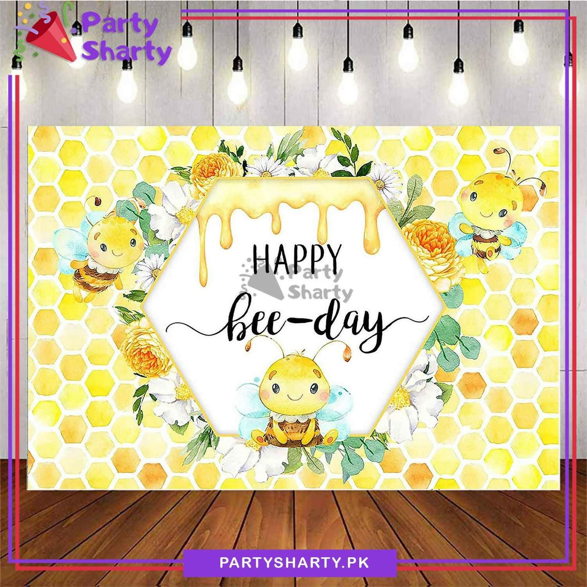 Honey Bee Theme Happy Bee Day Panaflex backdrop For Theme Based Birthday Decoration and Celebration