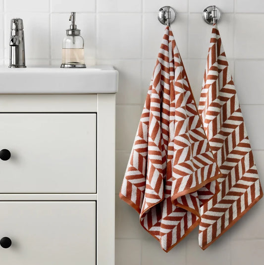 2-PCs-Bath-Towel-Yarn-Dyed-Brown-Chevrons-Apricot-4029 (1)