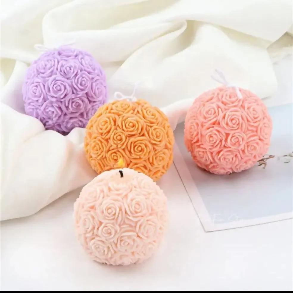 (Set of 5) Light Fragrant Rose Aromatherapy Candle in Girls' Bedroom | Rose Flower Ball Shape Fragrance Candle Rose Scented Candles Home Bedroom Decoration Ball Wax Fragrance Candle Gift - ValueBox