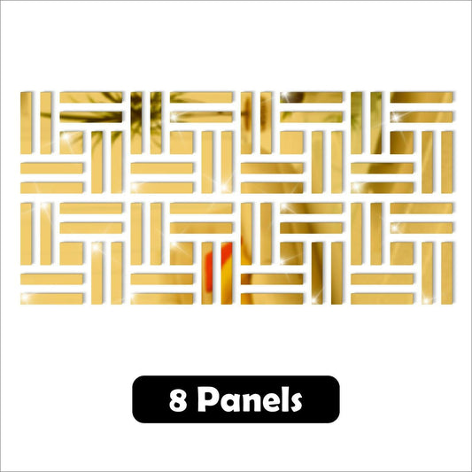 badgeGolden LINES Acrylic Mirror 3D Wall Panels Art For Living Room, Bedroom and Bathroom - Gift City