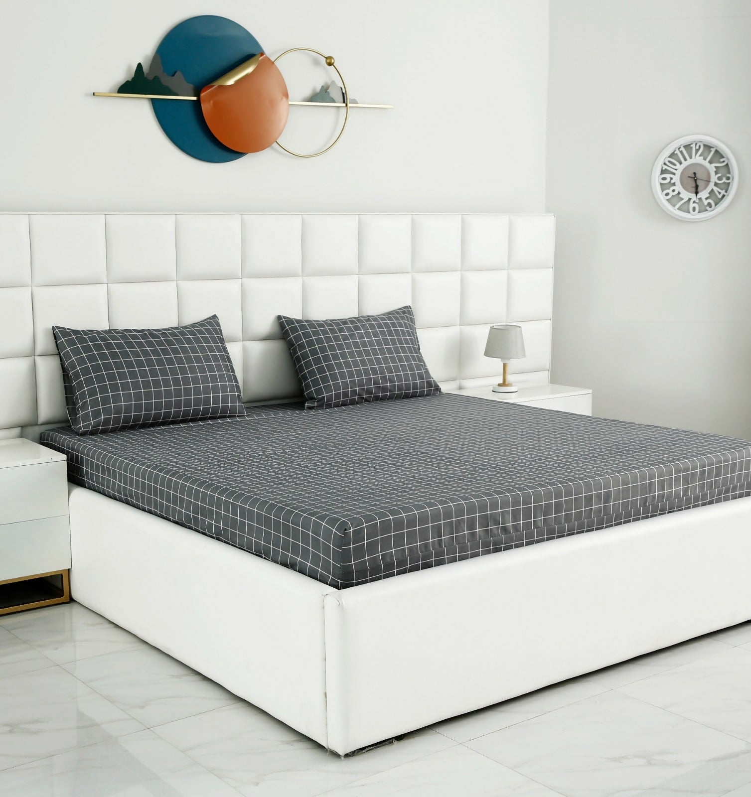 Fitted-Bed-Sheet-Grey-Check-Apricot-5734