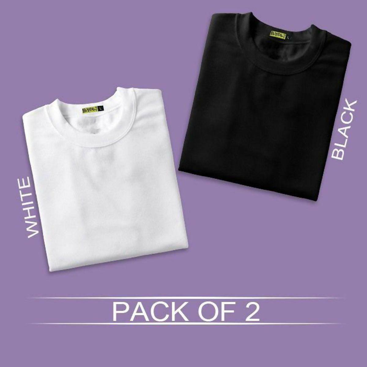 Khanani's T Shirt For Men Plain T-shirts Combo Black & White - ValueBox