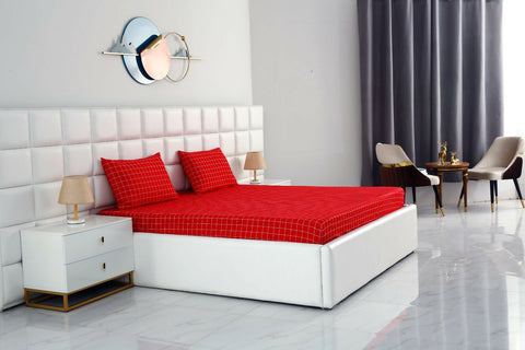 Fitted-Bed-Sheet-Red-Check-Apricot-3949