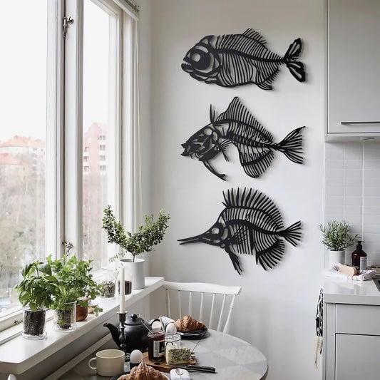 3 Pcs Fishbones Wooden Wall Art